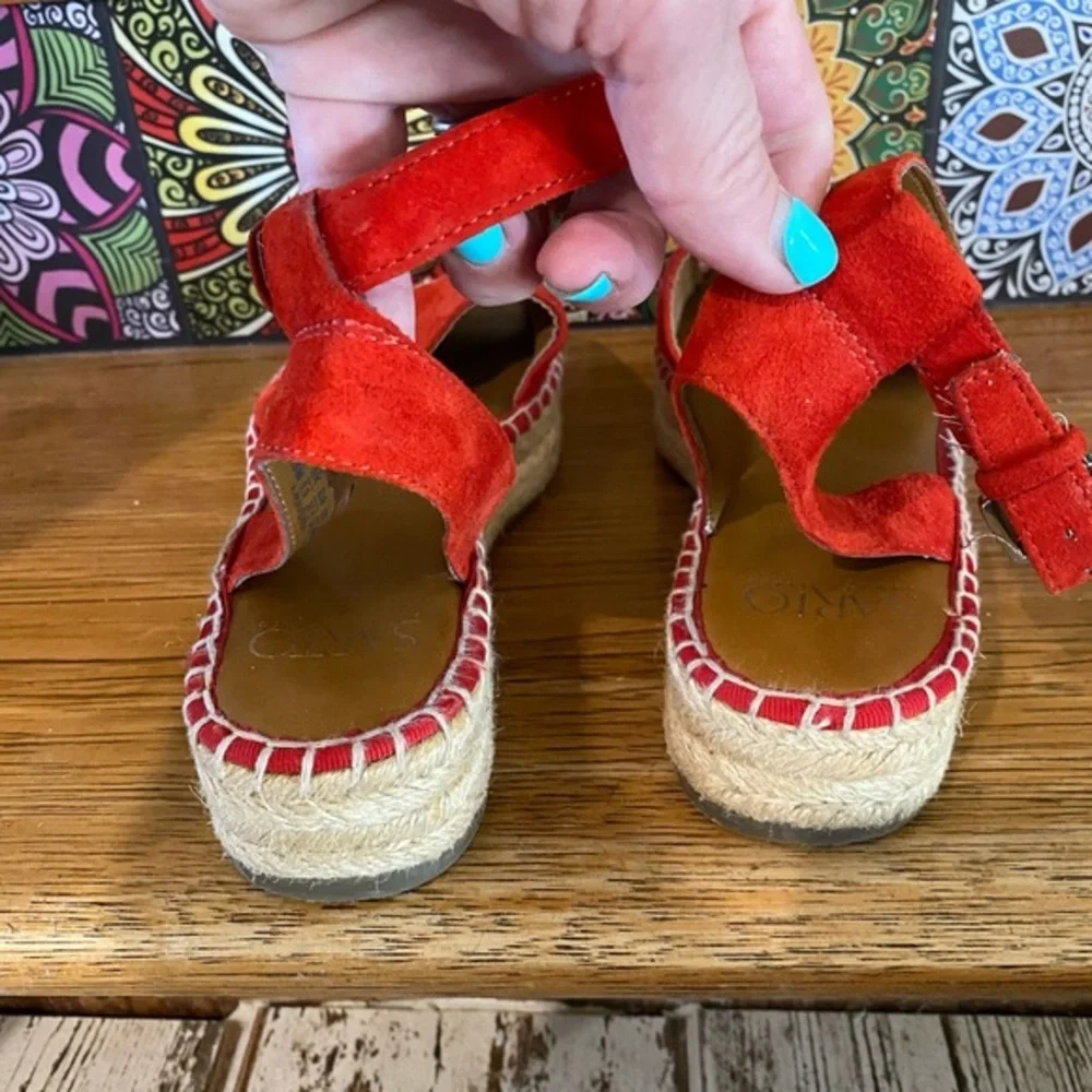 SARTO from NORDSTROM red espadrille platforms❣️EUC